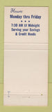 Matchbook Cover - Kellogg Federal Credit Union Battle Creek MI 30 Strike