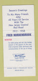 Matchbook Cover - Fred Nordenbrook NJ Central Railroad 1958 30 Strike
