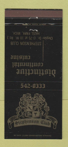 Matchbook Cover - Stephenson Club Hazel Park MI restaurant 30 Strike