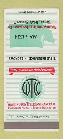 Matchbook Cover - Washington Title Insurance Seattle WA 30 Strike