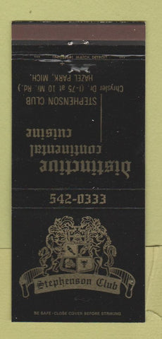 Matchbook Cover - Stephenson Club Hazel Park MI restaurant 30 Strike
