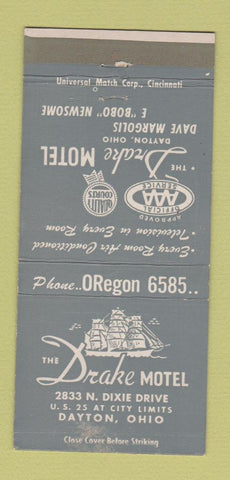 Matchbook Cover - Drake Motel Dayton OH 30 Strike