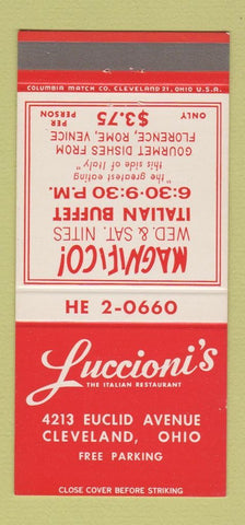 Matchbook Cover - Luccioni's Italian Buffet Cleveland OH 30 Strike
