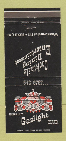Matchbook Cover - Berkley Gaslight Club MI 30 Strike