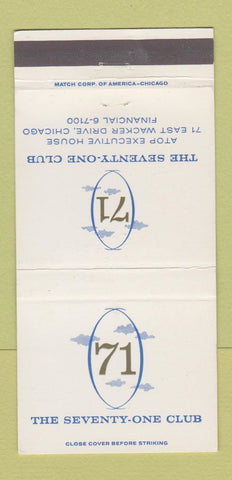 Matchbook Cover - Seventy One Club Chicago IL 30 Strike
