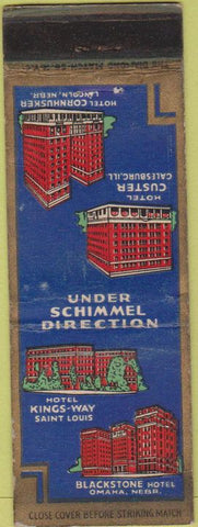 Matchbook Cover - Hotels Lincoln Omaha St Louis Galesburg IL