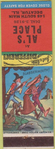 Matchbook Cover - Al's Place Decatur IL hillbilly