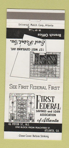 Matchbook Cover - First Federal Savings and Loan Atlanta GA East Point 30 Strike