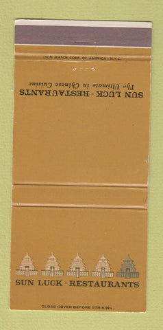 Matchbook Cover - Sun Luck Imperial Chinese New York City 30 Strike