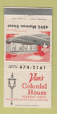 Matchbook Cover - Van's Colonial House Toledo OH 30 Strike