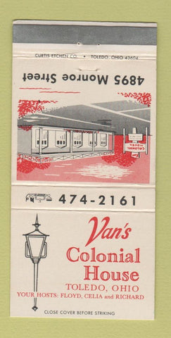 Matchbook Cover - Van's Colonial House Toledo OH 30 Strike