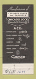 Matchbook Cover - Chicago Lock Company IL 1970 30 Strike