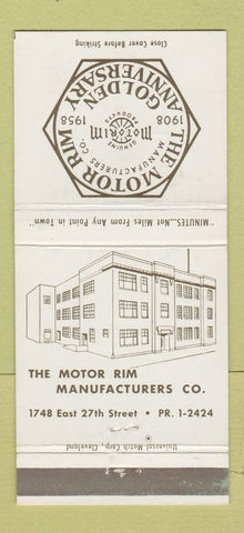 Matchbook Cover - Motor Rim Manufacturers Akron OH 30 Strike