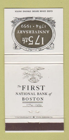 Matchbook Cover - First National Bank Boston MA 1959 30 Strike