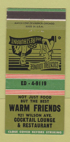 Matchbook Cover - Warm Friends Restaurant 30 Strike