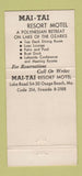 Matchbook Cover - Mai Tai Resort Motel Osage Beach MO 30 Strike