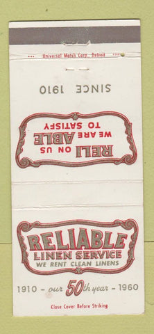 Matchbook Cover - Reliable Linen Service 1960 30 Strike