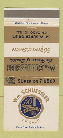 Matchbook Cover - Wm Schuessler Chicago IL 1953 Fibre Cases Trunks 30 Strike