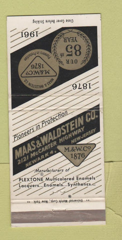 Matchbook Cover - Maas & Waldstein Newark NJ Enamels Lacquers 1961 30 Strike