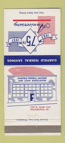 Matchbook Cover - Garfield Federal Savings Loan Philadelphia PA 1957 30 Strike