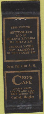Matchbook Cover - Ceo's Cafe Garfield Heights OH WEAR