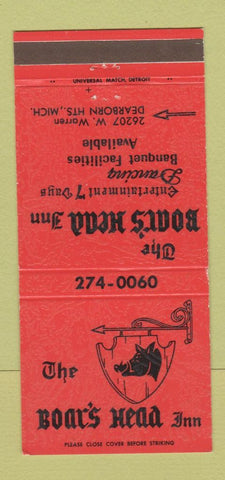 Matchbook Cover - Boar's Head Inn Dearborn Heights MI 30 Strike