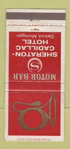 Matchbook Cover - Sheraton Cadillac Hotel Detroit MI Motor Bar WEAR 30 Strike