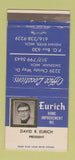 Matchbook Cover - Eurich Home Improvement Saginaw Indian River MI 30 Strike
