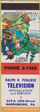 Matchbook Cover - Pugliese TV Harrisburg PA hillbilly