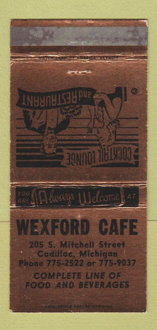 Matchbook Cover - Wexford Cafe Cadillac MI WEAR 30 Strike