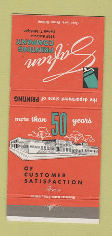 Matchbook Cover - Safran Printing Company Detroit MI  30 Strike