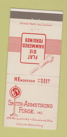 Matchbook Cover - Smith Armstrong Forge Cleveland OH 30 Strike