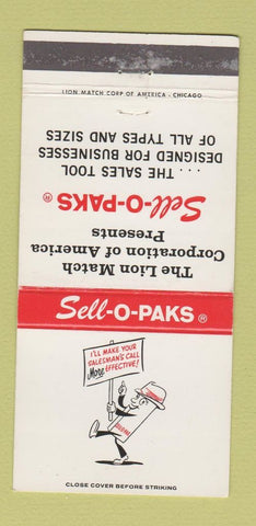 Matchbook Cover - Sell O Paks Lion Match Jean Hatfield Indianapolis IN 30 Strike