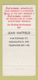 Matchbook Cover - Sell O Paks Lion Match Jean Hatfield Indianapolis IN 30 Strike