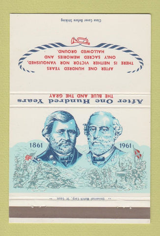 Matchbook Cover - First National Bank Menasha WI 1961 Civil War 40 Strike