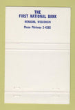 Matchbook Cover - First National Bank Menasha WI 1961 Civil War 40 Strike