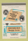 Matchbook Cover - Brokers Mortage Service Camden NJ 40 Strike