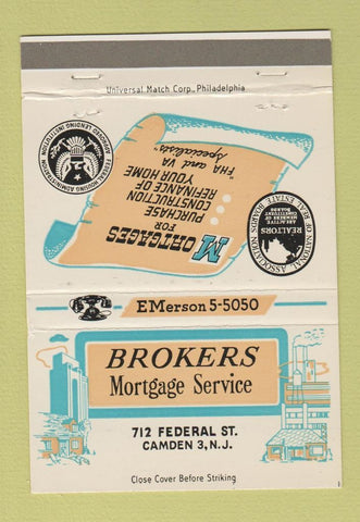 Matchbook Cover - Brokers Mortage Service Camden NJ 40 Strike