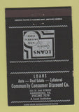 Matchbook Cover - Community Consumer Discount Loans Harrisburg PA 40 Strike