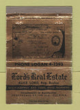 Matchbook Cover - Lord's Real Estate Fort Lauderdale FL WEAR 40 Strike