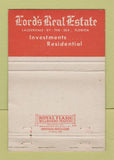 Matchbook Cover - Lord's Real Estate Fort Lauderdale FL WEAR 40 Strike