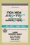 Matchbook Cover - LaRowe Insurance Agency Morenci MI 40 Strike