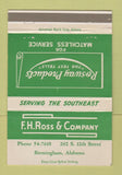 Matchbook Cover - FH Ross Rosway Products Birmingham AL 40 Strike