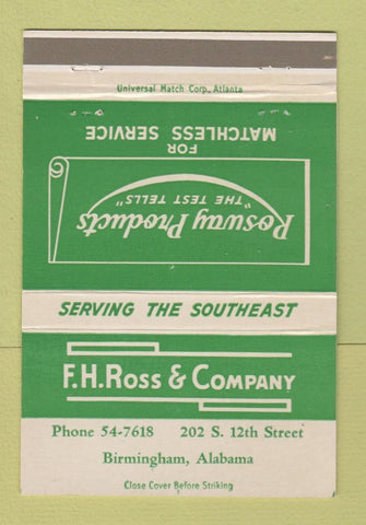 Matchbook Cover - FH Ross Rosway Products Birmingham AL 40 Strike