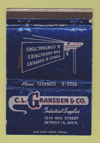 Matchbook Cover - CL Gransden Tool Supply Detroit MI WEAR 40 Strike