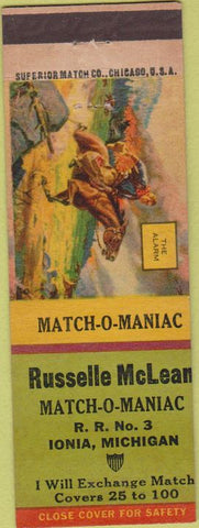 Matchbook Cover - McLean match collector Ionia MI General MacArthur