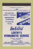 Matchbook Cover - Lentry's Hydramatic Service Detroit MI 40 Strike