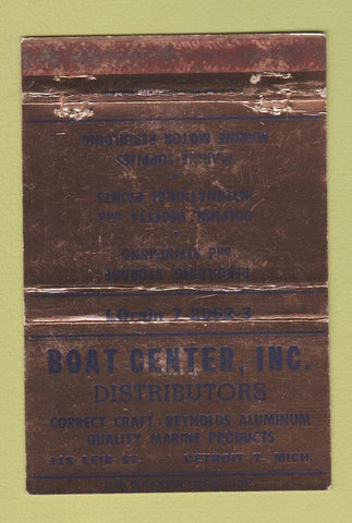Matchbook Cover - Boat Center Distributors Detroit MI WORN 40 Strike
