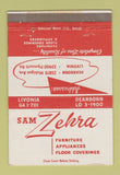 Matchbook Cover - Sam Zekra Furniture Livonia Dearborn MI 40 Strike
