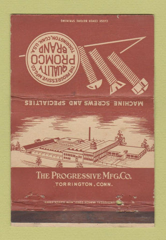 Matchbook Cover - Progressive Manufacturing Torrington CT WEAR 40 Strike